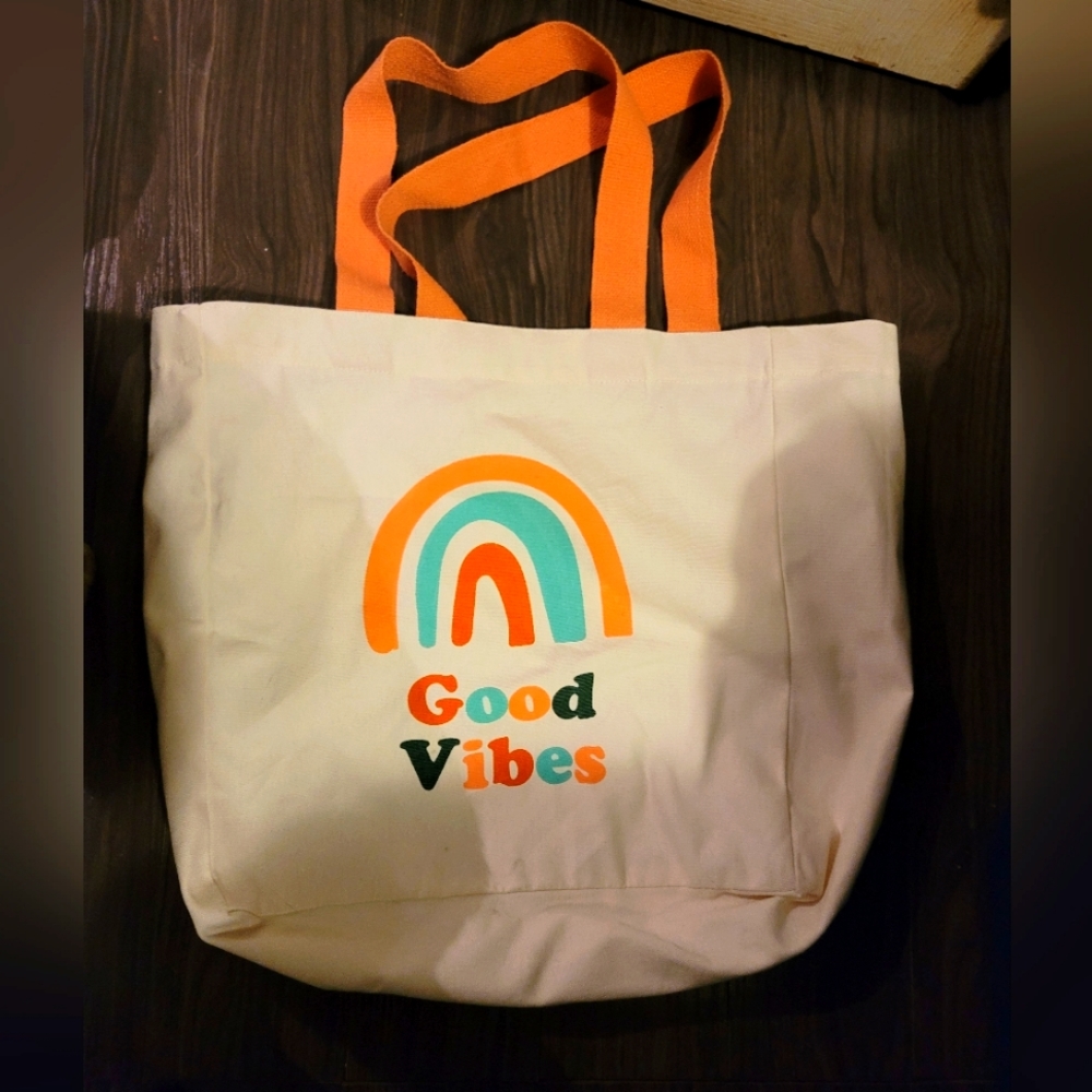 Good Vibes large canvas tote